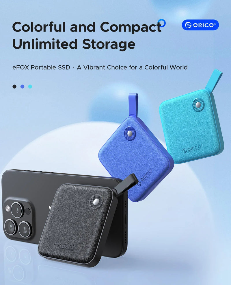 ORICO Portable External Solid State Drive External Hard Drive USB 3.2 Gen2 SSD for iPhone 15/Pro Windows Mac Lightweight