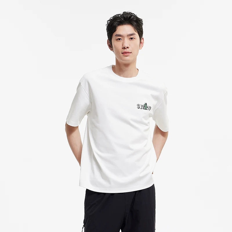 Semir Mens Tshirt 2026 American Graffiti Printed Embroidery Loose Crew Neck Knitted Casual Trendy