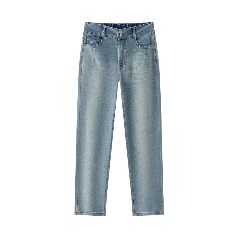 Semir Women Jeans Elastic 2026 Waist Vintage Tapered Urban Casual Everyday Style Soft Comfortable Daily Wear Trendy Versatile