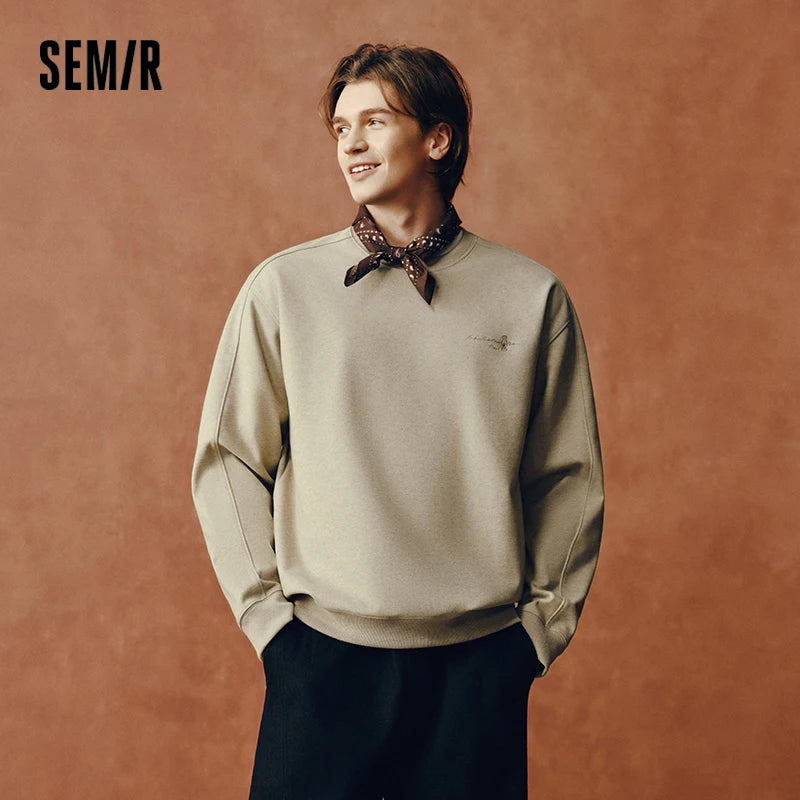 Semir Men Fleece Sweatshirt Traditional Style Embroidery Versatile Crew Neck 2026 New Winter Daily Wear Urban Casual Style
