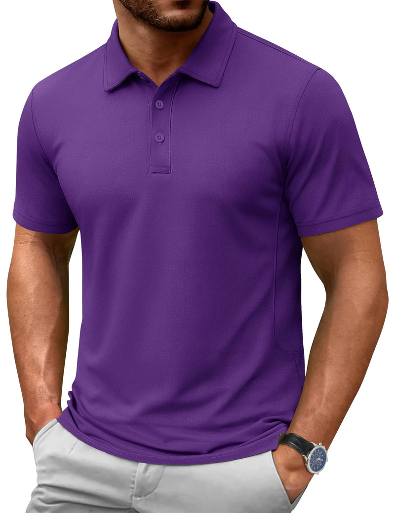TACVASEN Summer 72% Cotton Polos T-shirts Mens Breathable Golf Polo T-Shirt Active Sport Hiking Tee Shirts Casual Work Tops Male