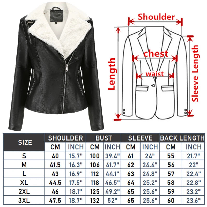 2026 Winter Women Yellow PU Leather Jacket, Black Slim-Fit Fleece Lined Faux Leather Coat, Thicken Warm Moto Biker Jacket Mujer.
