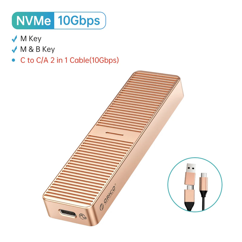 ORICO 20Gbps M.2 NVME SSD Case with Built-in Cooling Vest Upgraded Aluminum Type-C M2 NVME SSD Enclosure for Solid State Drive
