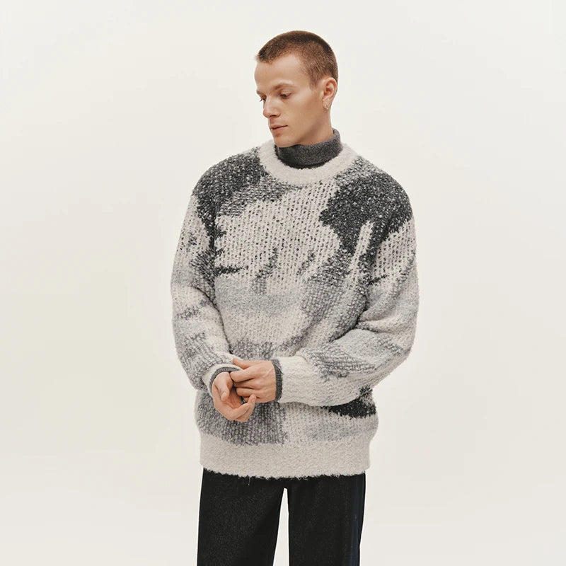 Semir Knitted Sweater Men Winter Artistic Color Block Abstract Camo Jacquard 2025 New Trendy Couple Sweater Men'S Clothing