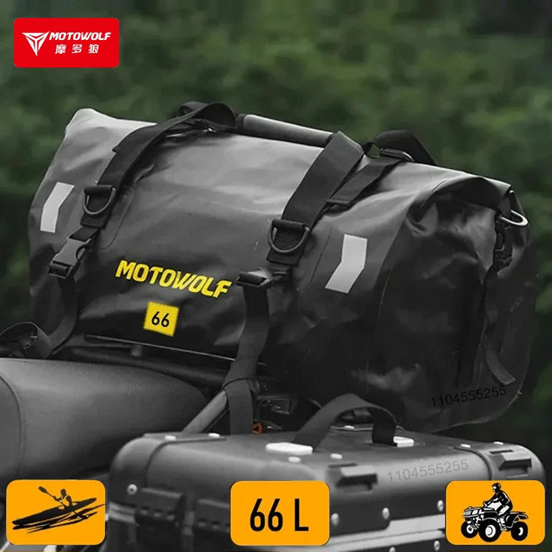 កាបូប Motowolf សម្រាប់ម៉ូតូ កាបូបដាក់ធុងសាំងក្រោយម៉ូតូ ទំហំ 66 លីត្រ កាបូបស្ពាយក្រោយឆ្លុះបញ្ចាំង កាបូបប្រើប្រាស់បានយូរ សម្រាប់ម៉ូតូ