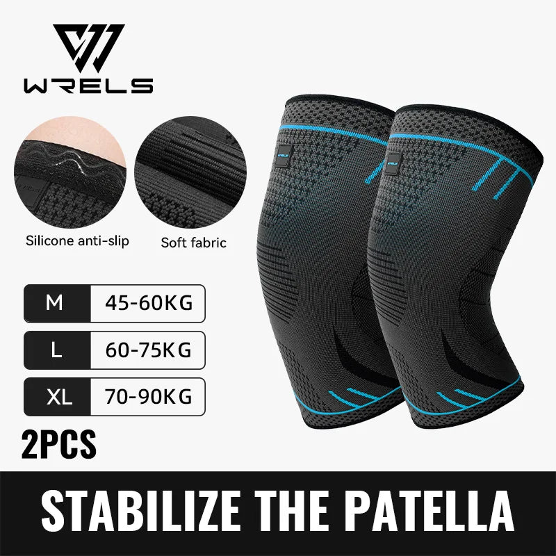 WRELS Professional Knee Support Compression Knee Sleeve Anti Slip Sports Fitness Kneepads Breathable for Running Knee Pain