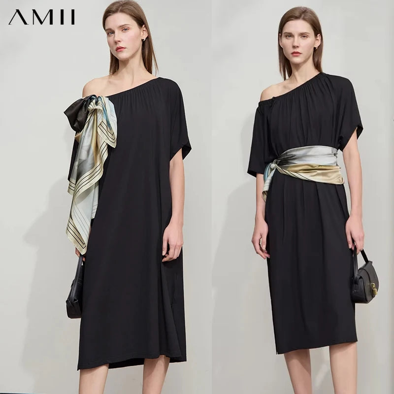 រ៉ូបសាមញ្ញ Amii សម្រាប់នារី រដូវក្ដៅឆ្នាំ 2025 ក្រមាបោះពុម្ព អរូបី រ៉ូបការិយាល័យ ដៃអាវរលុង ពាក់បានច្រើនដង 12522062
