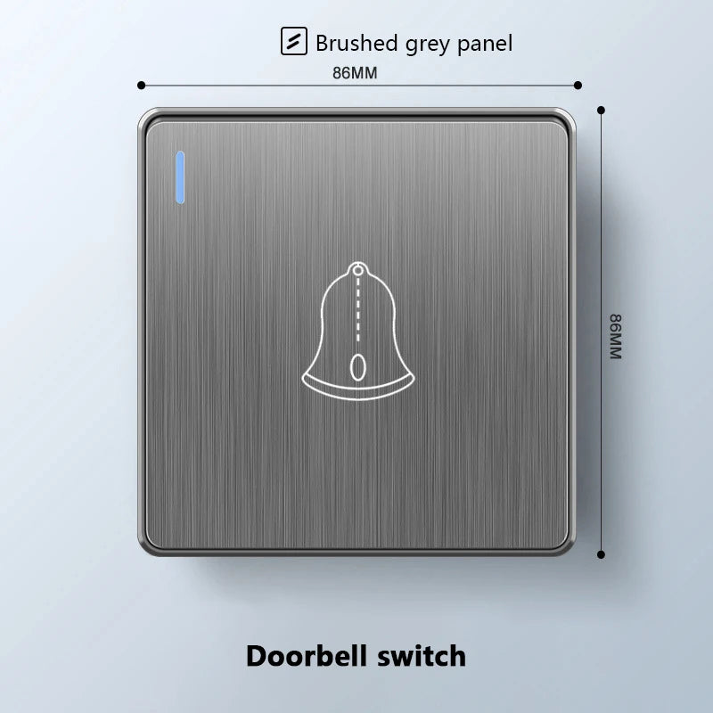 Wall Doorbell Switch Reset Push Button Wire drawing Panel,EU/UK/US/Standard Home hotel doorbell Automatic reset button switch 86