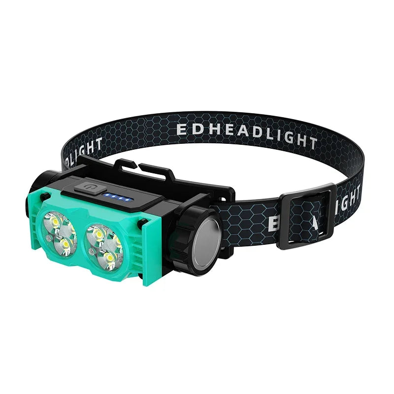 ចង្កៀងមុខ LED អាចសាកបាន ពិលការពារទឹកសម្រាប់បោះតង់ក្រៅផ្ទះ ចង្កៀងមុខនេសាទ