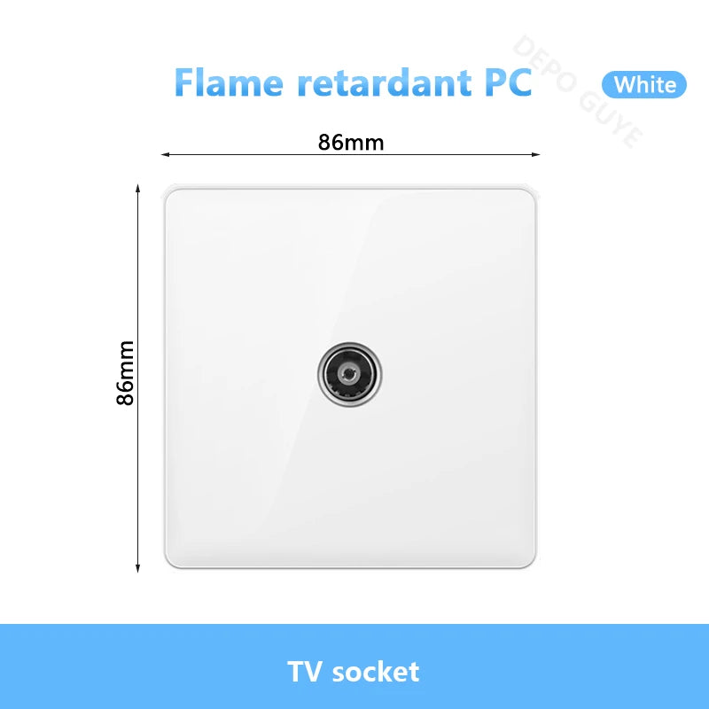 White UK Standard 13A USB Wall Socket Panel,Universal 18W Type-c Quick Charge Socket Plug,Wall Light Switch Electrical outlet