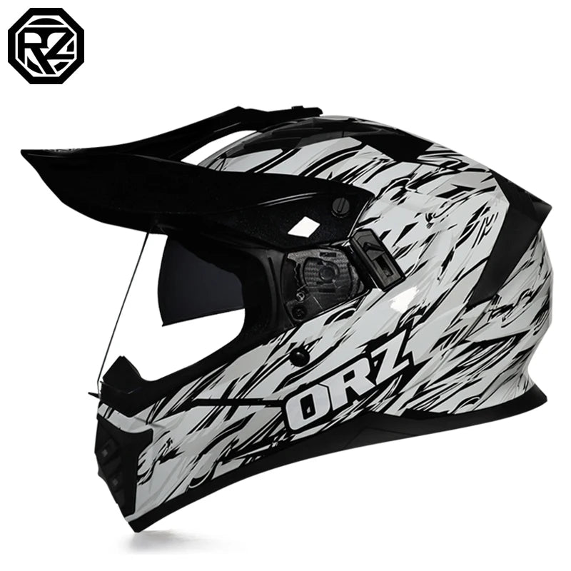 ORZ Motocross Helmet DOT Certification MTB ATV Motorcycle Cascos Carbon Fiber Pattern Off-Road Capacete Motorbike Anti-Glare