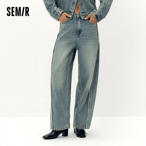ខោខូវប៊យ Semir សម្រាប់នារី រាងកោង រលុង ស្ទីលតាមដងផ្លូវ ជើងធំទូលាយ ខោខូវប៊យម៉ូដរដូវស្លឹកឈើជ្រុះ ឆ្នាំ២០២៦ ស្លៀកប្រចាំថ្ងៃ