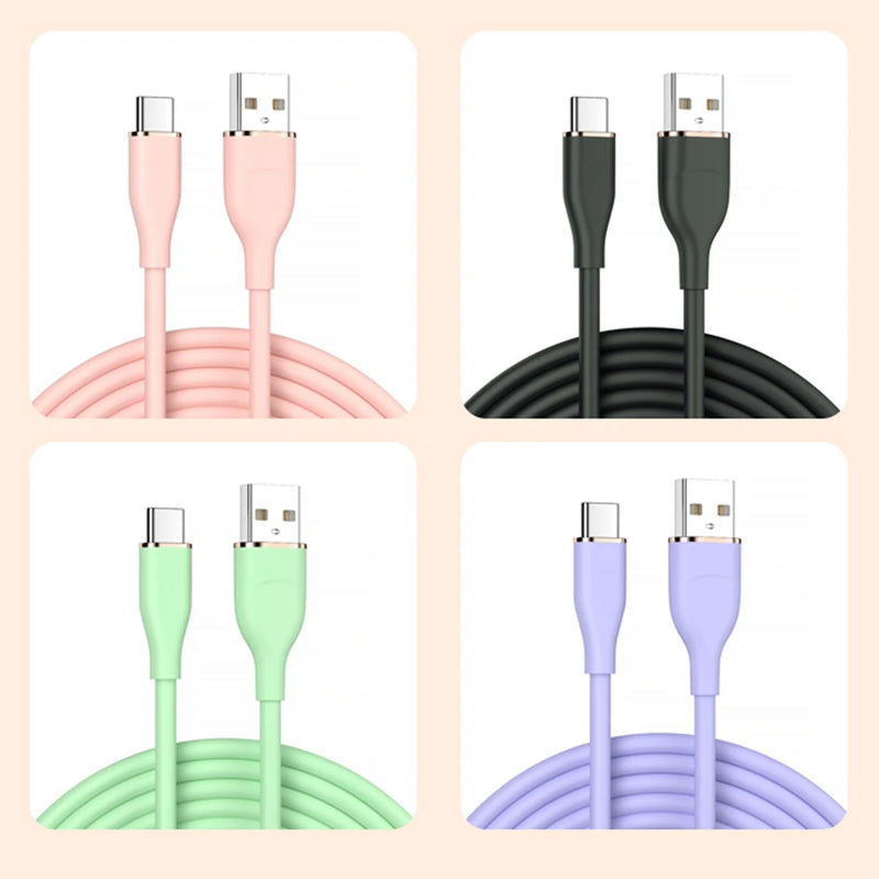 ខ្សែសាក USB C 6A 66W សាកលឿន ខ្សែ USB ទិន្នន័យ ខ្សែស៊ីលីកូនរាវ ប្រភេទ C សម្រាប់ Samsung S21 S20 Huawei Xiaomi iPad OPPO VIVO