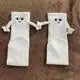 1/2Pairs Couple's Magnetic Toe Link Socks - Playful Cartoon Face Design, Matching Couples Novelty Socks, Fun Fashion Accessory
