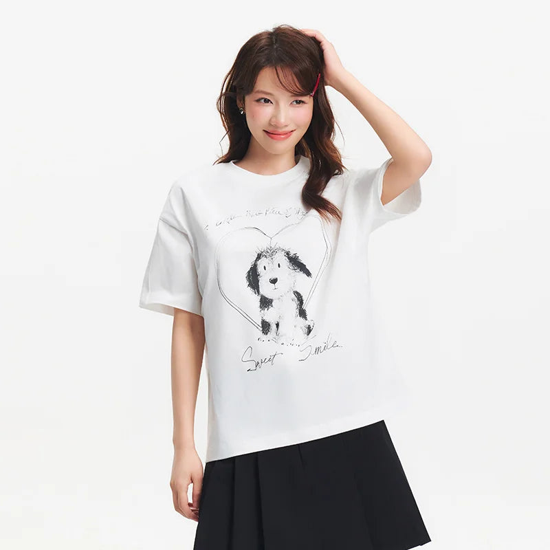 Semir Womens Tshirt 2026 Printed Pure Cotton Loose Lazy Style Unique Design Casual Soft Daily Wear