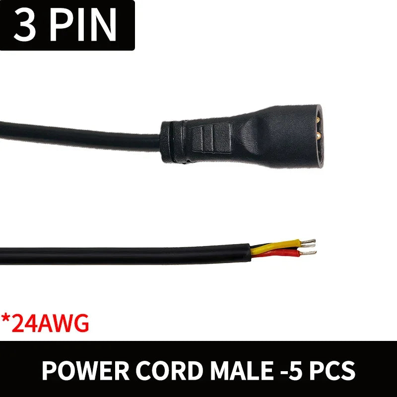 5PCS DC Connector Cable for LED Panel Light - 3Pin Wire with Tinned Flat Plug 24AWG for  Power Supply Household Appliances