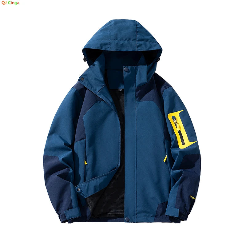 2026 Men's Long-Sleeved Hooded Jacket, Casual Waterproof Coat, Black, Green, Blue, Pink, Khaki Color, Autumn, New, Fashion