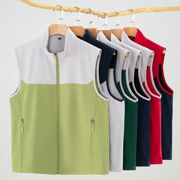 2026 Soft-shell work uniforms for enterprise catering staff New Customized color-block waterproof  vest with logo printing