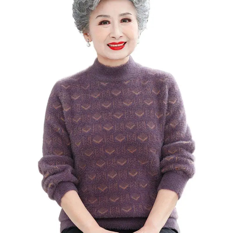 Middle Aged Mother Sweaters & Jumpers Tops Thick Warm Jersey For Women Autumn Winter Knitwear Cashmere Pullovers Woman Clothes