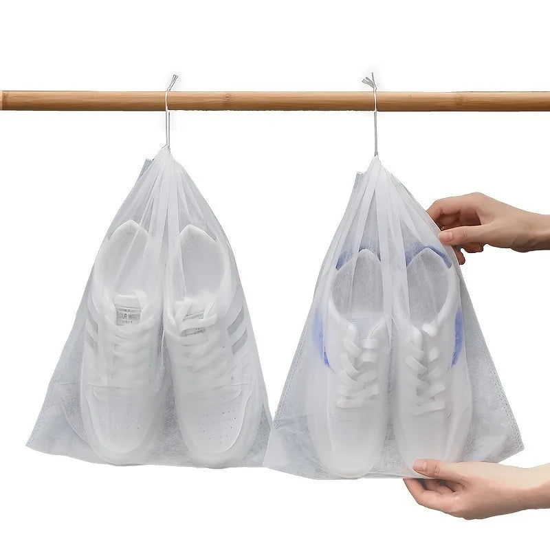 10pcs Portable Shoe Storage Bags, Non-Woven Travel Organizer, for shoes,with Drawstring Closure,Hanging Shoe Storage Bag