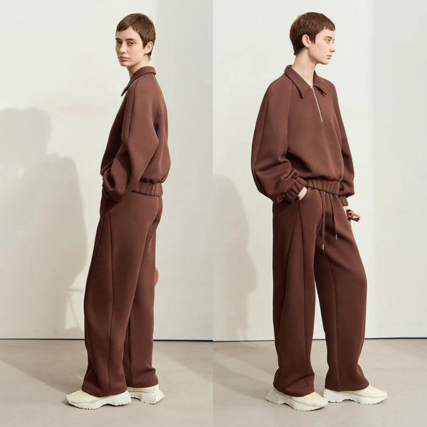 អាវយឺត Amii Minimalism Hoodies ស្ត្រី 2026 រដូវស្លឹកឈើជ្រុះថ្មី Lapel Zipper Casual Loose Pullovers Sweatshirts សម្រាប់ស្ត្រី Cotton Solid Top12443154