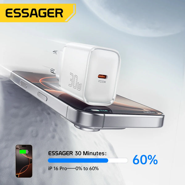 Essager Mini 30W Type C Charger PD QC3.0 Fast Type C Charger For iPhone 16 15 14 13 Pro Samsung S25 Xiaomi iPad Travel Adapter