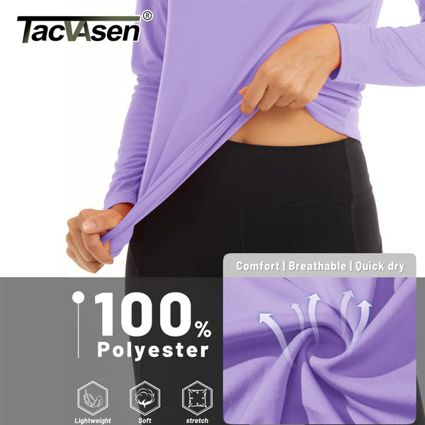 TACVASEN UPF 50+ Sun/Skin Protection Quick Dry T-Shirts Womens Long Sleeve Outdoor Performance Tee Shirts Summer Casual Tops