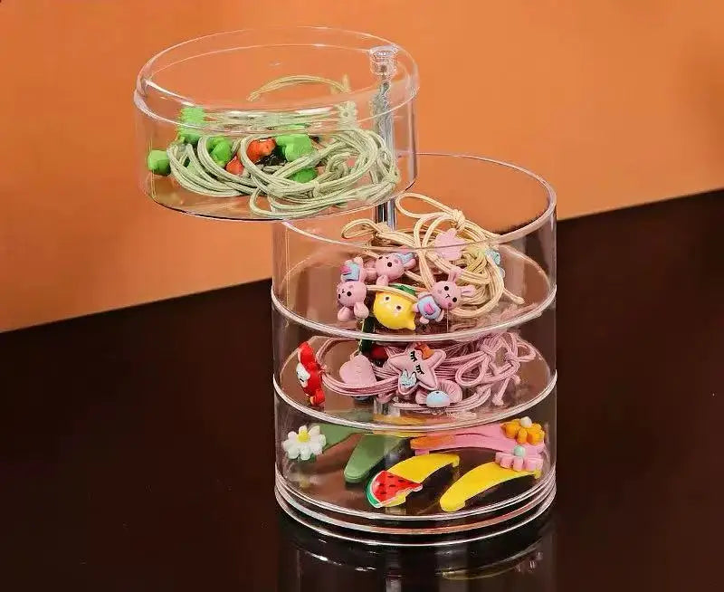 4 Tier Rotatable Acrylic Jewelry Organizer Display Stand Clear Spinning Earring Hair Clip Ring Storage Holder Makeup Cosmetic Ac