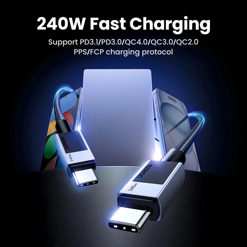 UGREEN PD 240W USB C to USB C Cable PD3.1 Fast Charge for MacBook Pro Air Laptop iPhone 17 16 15 Pro Samsung 5A PD Charge Cable