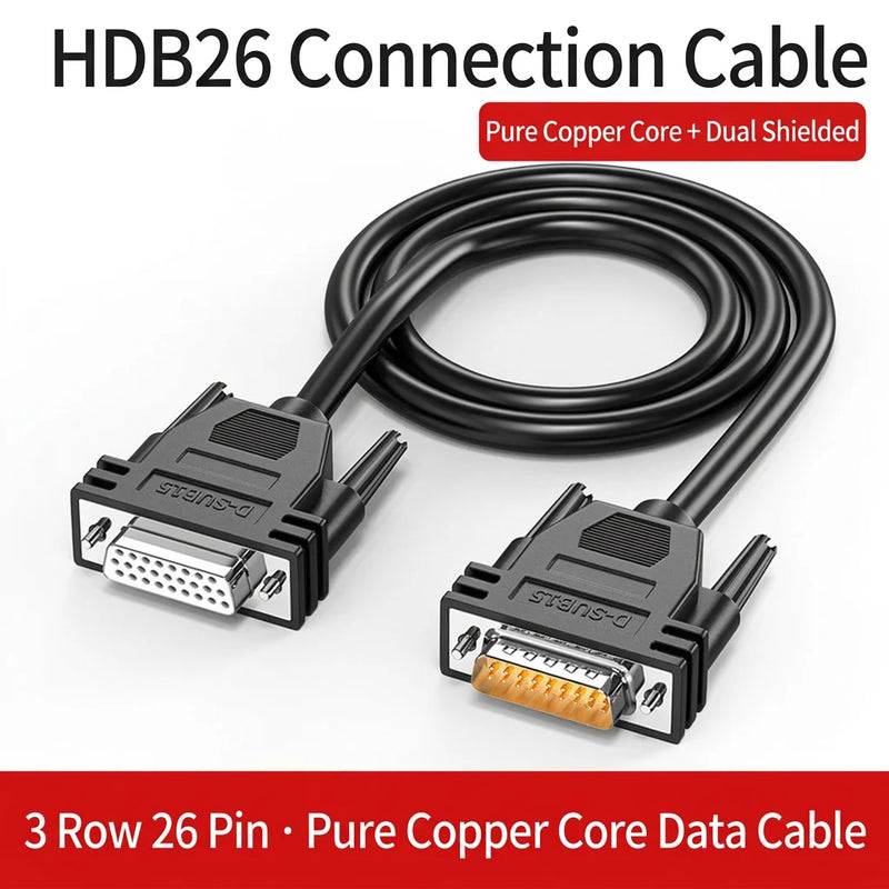 DIVEDEER Industrial Grade DB26 Extension Cable 3-Row 26-Pin Male to Male & Male to Female Data Cable 26-Core Signal Control Line