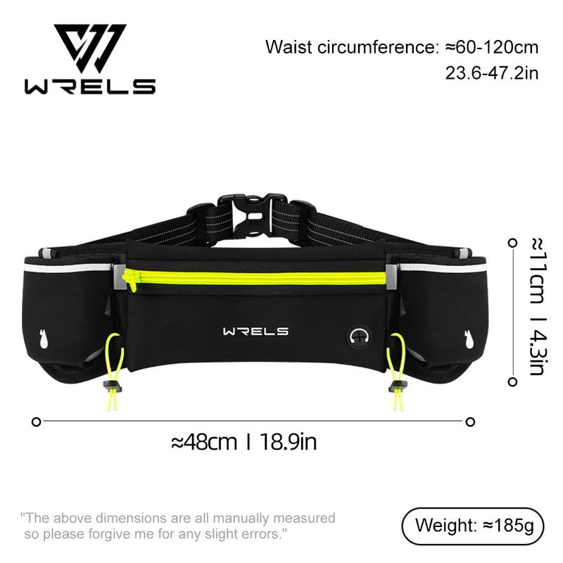 WRELS Outdoor Sports Running Waterproof Utralthin Waist Bag Runner Belt Hydration Running Belt with Water Bottle Running Pack