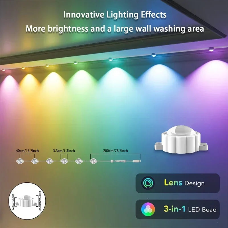 Permanent Outdoor Lights for House Smart Outside Christmas Eaves Light Waterproof Eaves Lights Remote APP Control Music Sync
