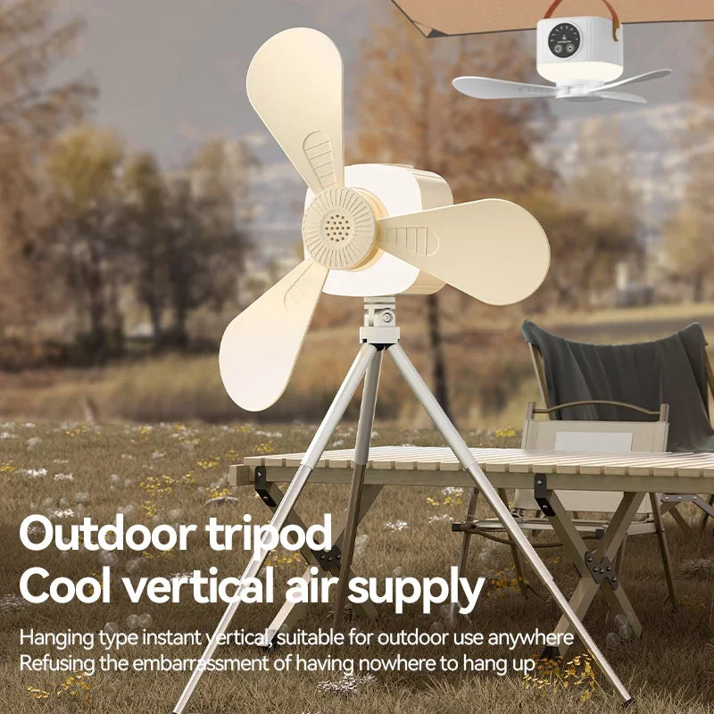 7200mAh Portable Camping Fan Rechargeable Ceiling Fan Light Quiet Wireless Fan with Remote Timing for Camping Tent Dorm Room