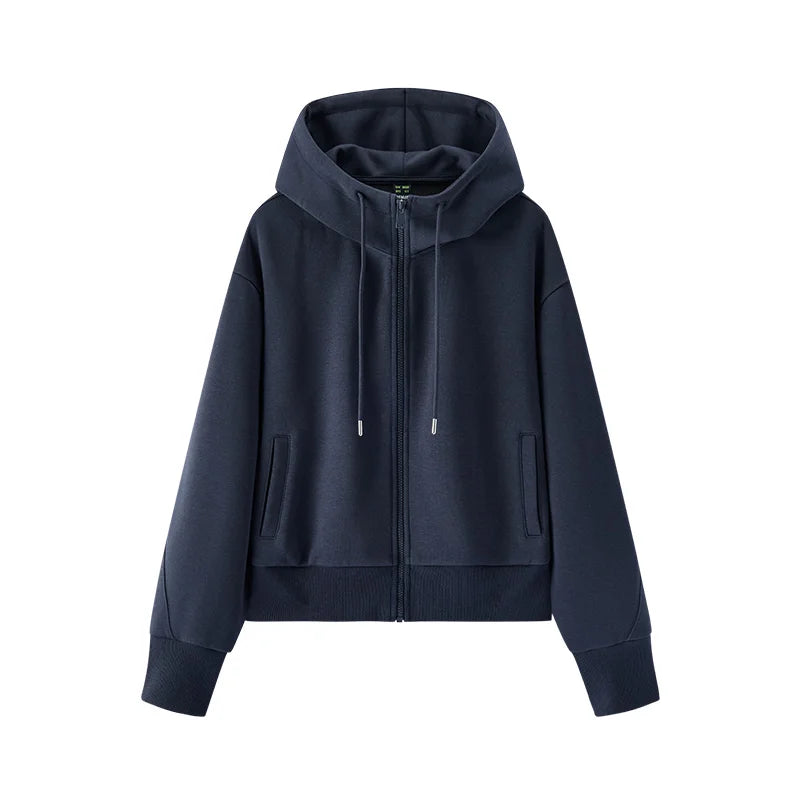 Semir Women Jacket 2026 Spring New Hooded Scimitar Lantern Sleeve Petite Fashion Slimming Simple Versatile Tops