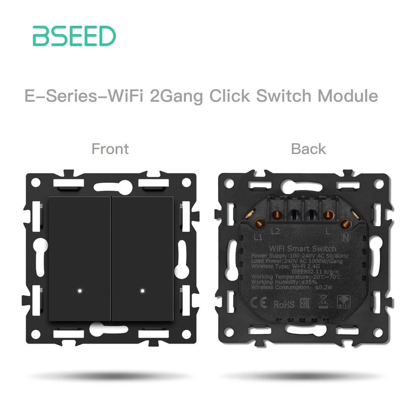 BSEED 1/2/3/4Gang WIFI Click Button Switch Part Plastic Frame Smart Curtain Switch Function Part EU Smart Socket DIY Combination
