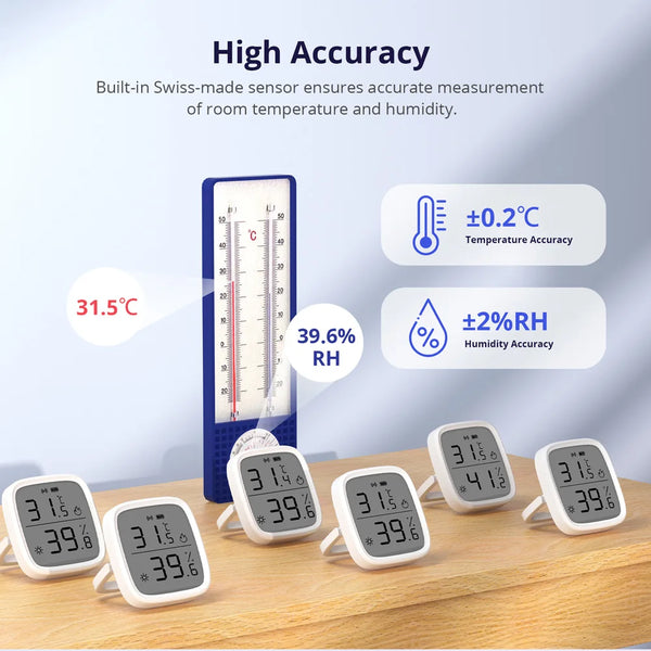 1-4PCS SONOFF SNZB-02D Zigbee LCD ទែម៉ូម៉ែត្រឌីជីថលឆ្លាតវៃ ឧបករណ៍ចាប់សញ្ញាសីតុណ្ហភាពសំណើម APP ត្រួតពិនិត្យ ធ្វើការជាមួយ Alexa Google