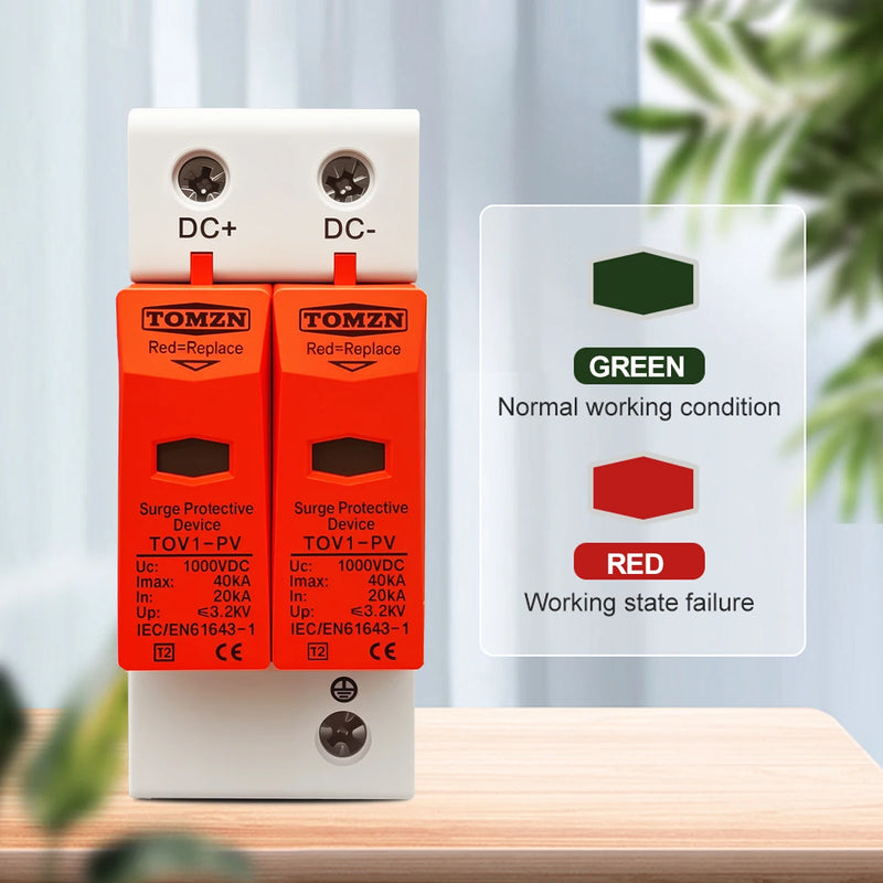 TOMZN DC SPD 1000V 20KA~40KA House Surge Protector Protective Low-voltage Arrester Device