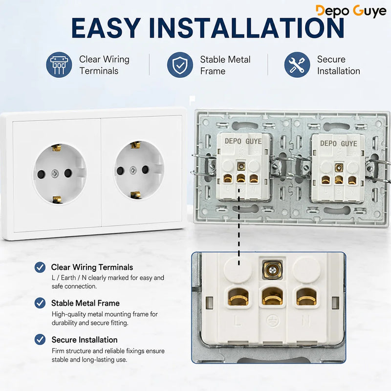 European Standard 1/2/3/4/5 Power Socket EU Standard Electrical Outlet White PC Panel Wall Electrical Outlets For Home Office