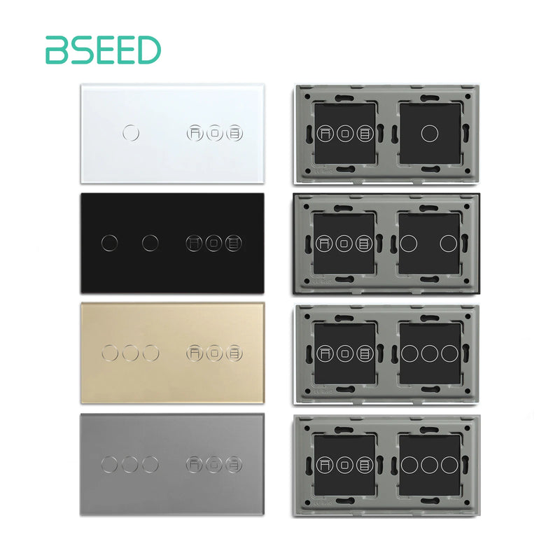 BSEED Crystal Switch Panel For Electric Smart Roller Shutter Blinds Glass Frame With Metal Base DIY Parts Only EU Standard 157mm