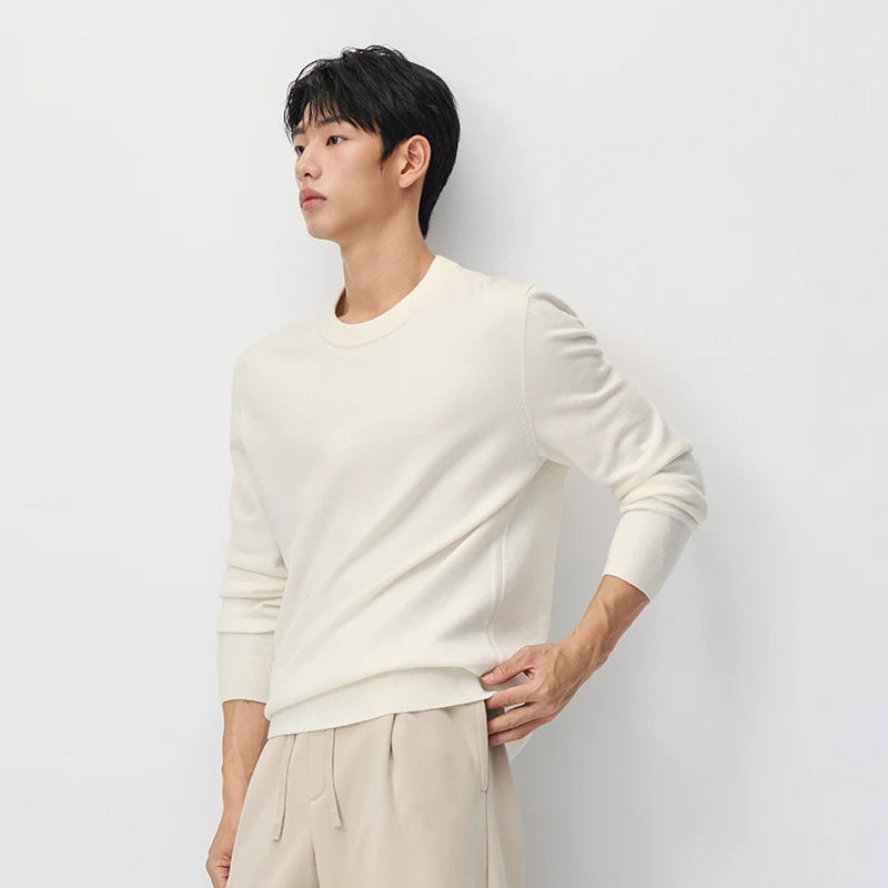 Semir Men Knit Sweater Solid Color Wool Blend Thermal Warmth Antistatic Antibacterial 2026 New Winter Daily Wear