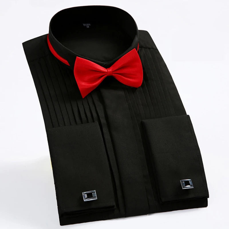 Men's White Dress Shirt,Single-breasted Long-sleeve Square Collar Shirts Wedding/party/performance Camisa Male Chemise S-7XL 8XL