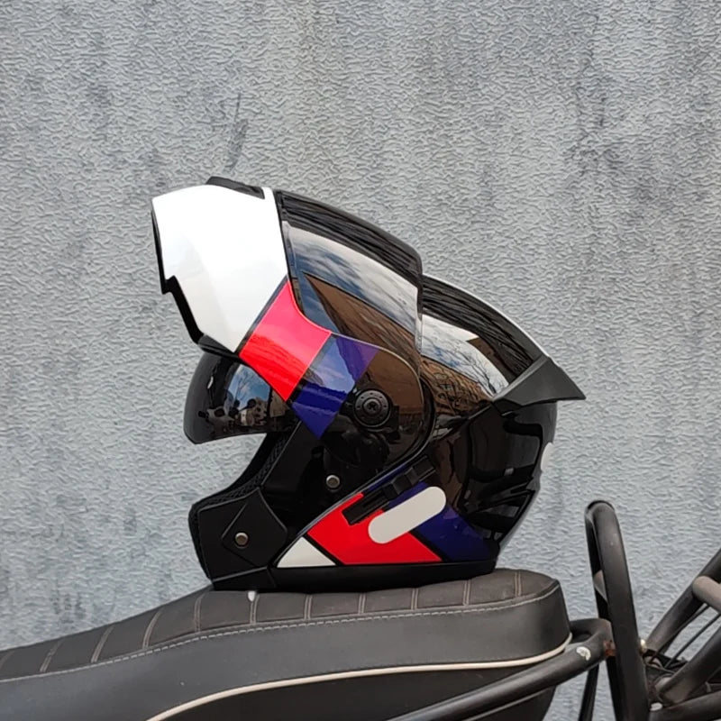 ORZ DOT Certification ORZ Motorcycle Helmet Double Lens Cross Section Helmet Safety Modular Flip Helm Unisex Helmet With Visor
