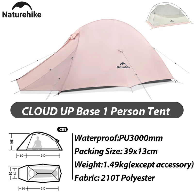 Naturehike New Cloud Up Base Camping Tent 1 2 3Person Lightweight Waterproof Backpacking Tent Outdoor Cycling Hiking Travel Tent