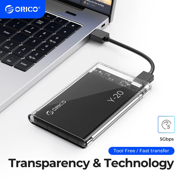 ORICO SATA to USB3.0 Hard Drive Enclosure 2.5 inch Type-C External HDD Case for 7-9.5mm SSD/HDD Enclosure Support UASP