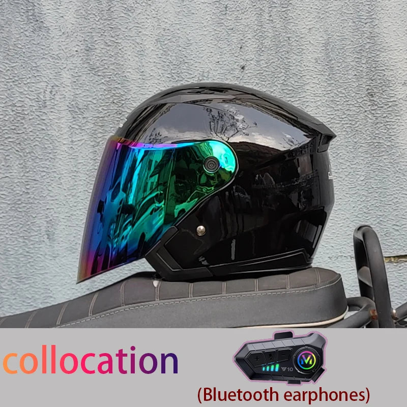 Motorcycle semi covered helmet cascos para motos with built-in sun visor Bluetooth helmet motorcycle helmet