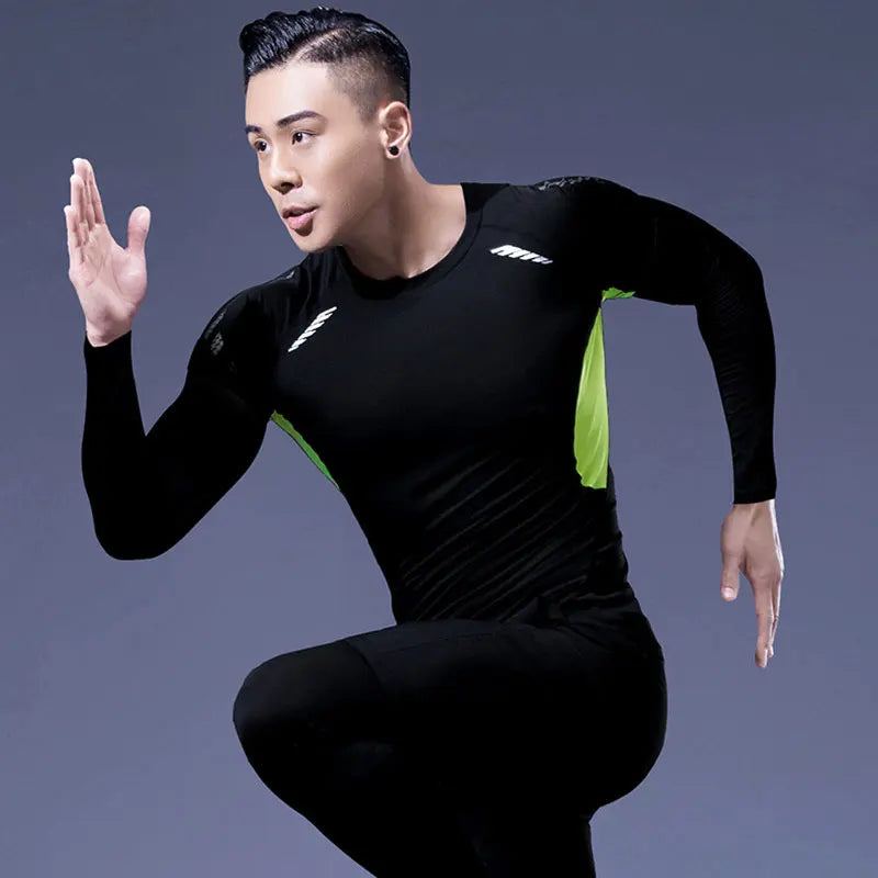 Men's Winter Thermal Underwear Set Fleece Compression Long Johns Warm Sports Base Layer Fitness Training Wear