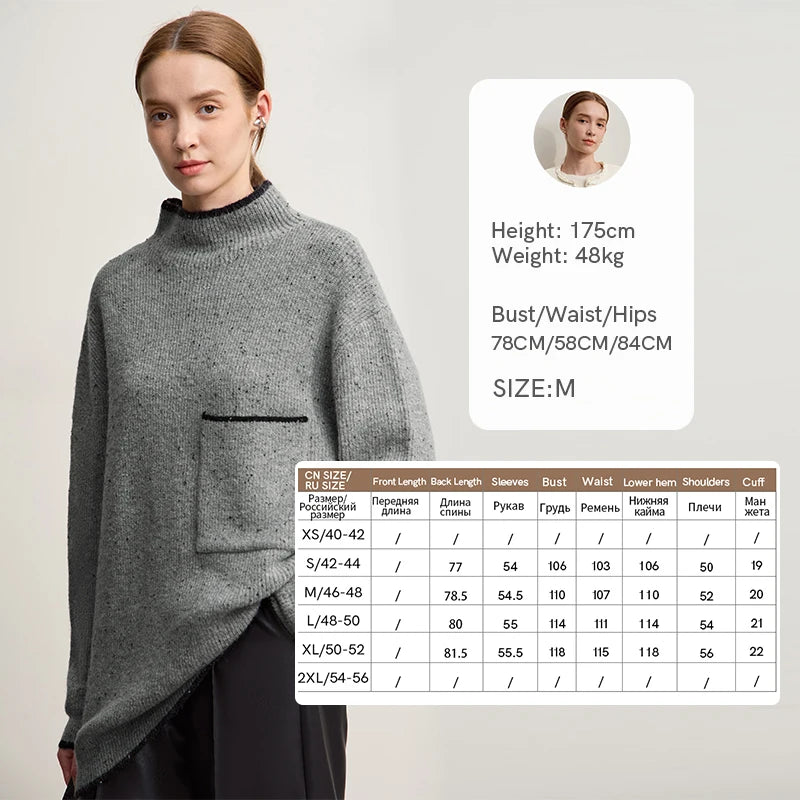 Amii Minimalist Sweater 2026 Winter New Semi-turtleneck Wool Loose Elastic Thick Long-sleeved Casual Sweater For Woman 12554033