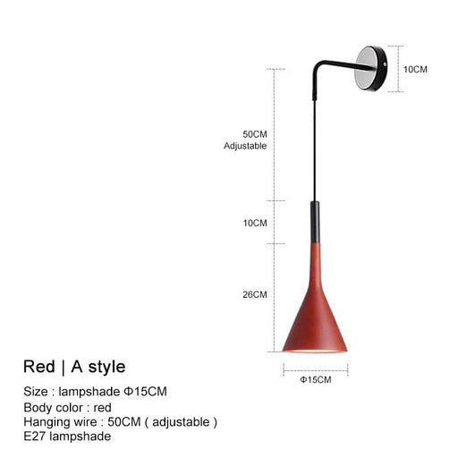 Nordic Modern LED Wall Lamp for Bedroom Home Decor Bedside Read Fixtures E27 Black Grey Stair Aisle Background Wall Lights red A style