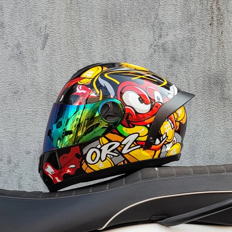 ORZ motorcycle helmet, men's and women's full helmets, winter motorcycle running helmets, couples, four seasons