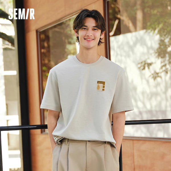 អាវយឺត Semir សម្រាប់បុរសនិងស្ត្រី ដៃខ្លី លំនាំក្រាហ្វិក ទាន់សម័យ រដូវក្តៅ ឆ្នាំ២០២៦ ស្ទីលធម្មតាប្រចាំថ្ងៃ